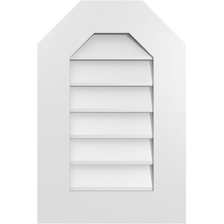 Ekena Millwork Octagonal Top Surface Mount PVC Gable Vent w/ 3-1/2"W x 1"P Standard Frame, 16"W x 24"H GVPOT16X2401SN